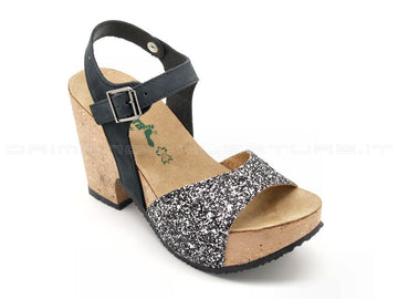 Bionatura sandali tacco glitter donna nero