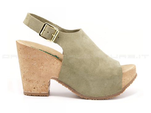 Bionatura sandali tacco donna verde