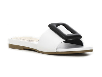 CafèNoir donna ciabatta tacco basso in pelle bianca C1GF1030-W018