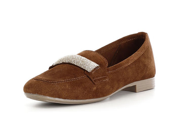 CafèNoir Low heel Loafers micro rhinestones Suede upper