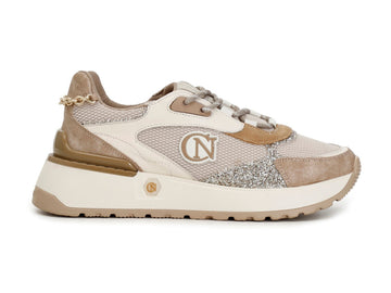 CafèNoir donna sneakers tessuto mesh e pelle beige C1DL9440-M006