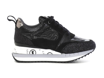 CafèNoir sneakers zeppa tomaia glitter camoscio nero C1DN9520-N001