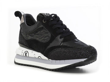 CafèNoir sneakers zeppa tomaia glitter camoscio