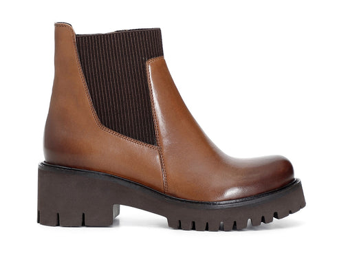 CafèNoir stivaletti cerniera lampo tomaia pelle marrone cuoio C1XV1018-M007
