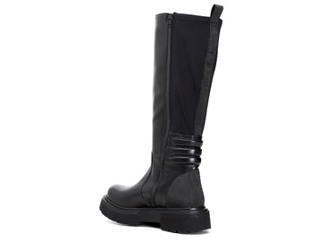 CafèNoir Donna Stivale in pelle e lycra con dettagli gommati C1FB1030 Nero