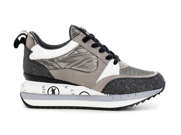 CafèNoir sneakers zeppa tomaia glitter e suede grigio C1DN9520-L023