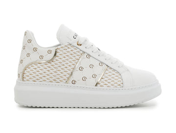 CafèNoir sneakers in rafia intrecciata e pelle bianca C1DE9530-W001