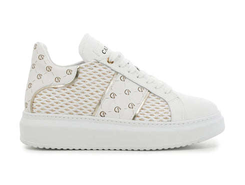 CafèNoir sneakers in rafia intrecciata e pelle bianca C1DE9530-W001