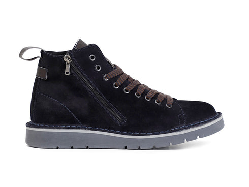 CafèNoir polacchini zip e lacci pelle scamosciata blu C1TS6200-B012