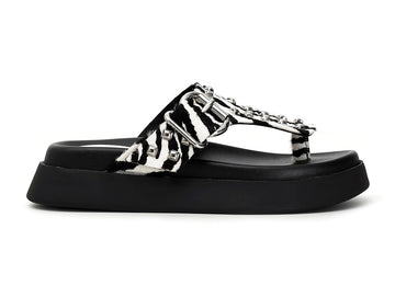 CafèNoir donna infradito in tessuto zebrato bianco nero C1FF8220-W023