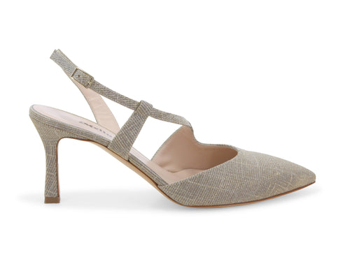 Melluso décolleté elegante tallone aperto in tessuto beige oro platino E1634D-222331