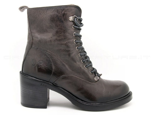 Felmini anfibi stringati con zip donna grigio