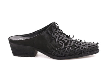 Felmini sandali sabot texani in pelle nera D030