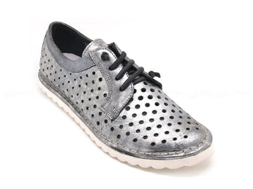 Felmini scarpe stringate estive con fori donna argento
