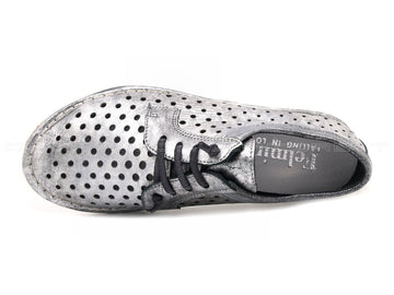 Felmini scarpe stringate estive con fori donna argento
