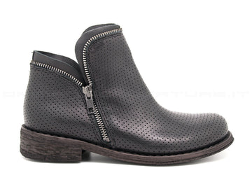 Felmini stivaletti 2 zip microforati donna nero