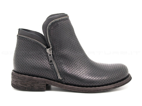 Felmini stivaletti 2 zip microforati donna nero