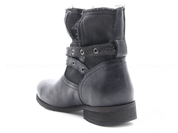 Felmini stivaletti biker con cinturini donna nero