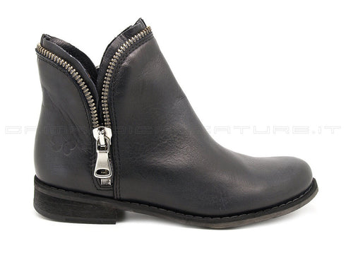 Felmini stivaletti con 2 zip donna nero