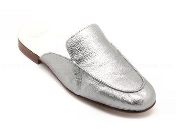 Frau sabot pelle laminata donna argento