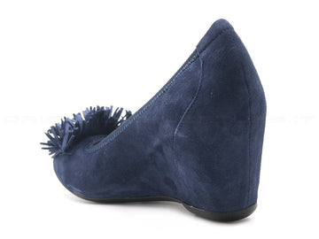 Frau scarpe camoscio con zeppa donna blu