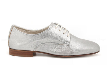 Frau stringate in pelle laminata donna argento