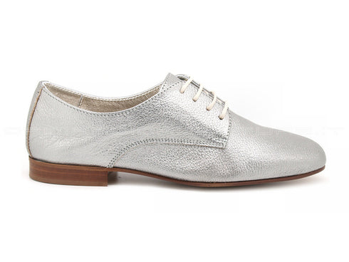 Frau stringate in pelle laminata donna argento