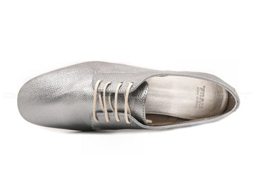 Frau stringate in pelle laminata donna argento