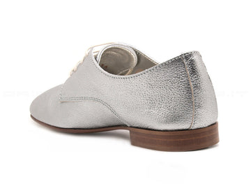 Frau stringate in pelle laminata donna argento
