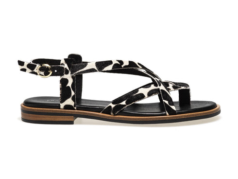 Frau sandali flat infradito animalier in tessuto bianco e nero 85V8-CAROL