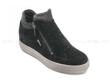 Igi&co sneakers 2 zip con microstrass donna nero