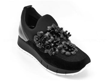 Liu jo slip-on lurex con fiori applicati donna nero