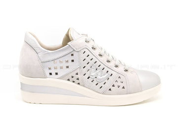 Melluso walk stringate con zeppa donna argento