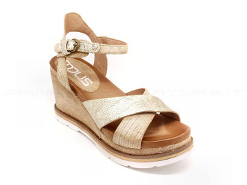 Mjus sandali con zeppa donna oro
