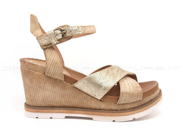 Mjus sandali con zeppa donna oro