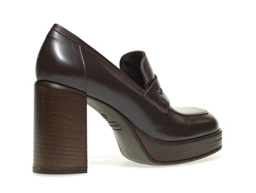 Frau high heel leather loafers with platform