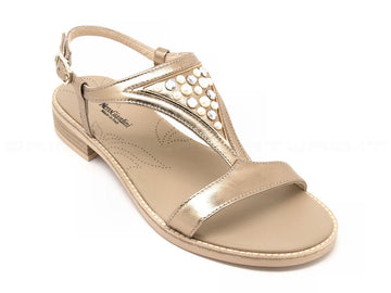 Nero giardini sandali tacco basso donna bronzo
