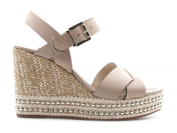 Nero giardini sandali con zeppa alta donna beige