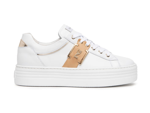 NeroGiardini donna sneakers Made in Italy in pelle  bianca E218132D-707