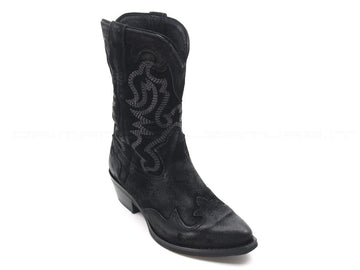 Ovyé donna stivali texani con ricami donna nero