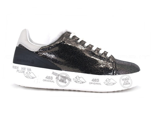 Premiata belle sneakers pelle laminata donna antracite