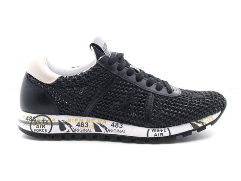 Premiata lucy tomaia intrecciata donna nero