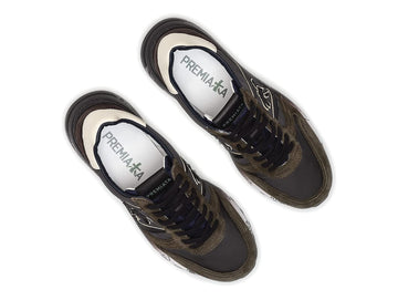 Premiata men's Lander suede fabric sneakers