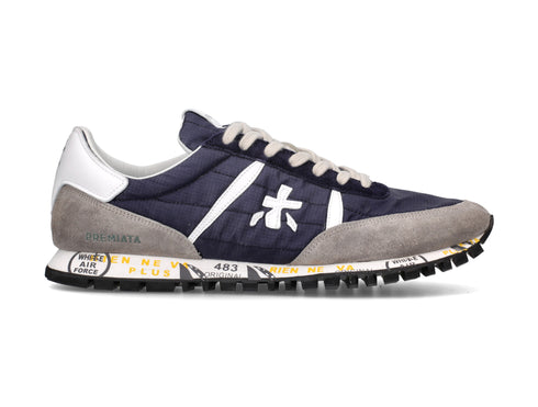 Premiata uomo Sean sneakers camoscio grigio nylon blu 5733