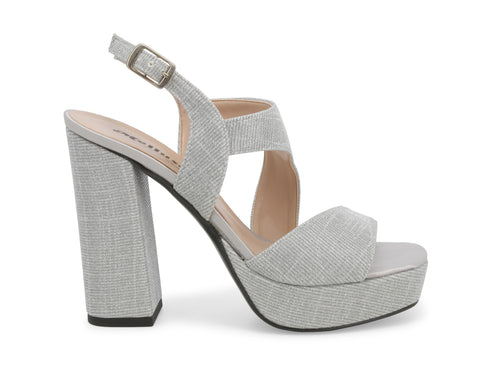 Melluso Donna Sandali Moda Eleganti Platform Tessuto Argento J613D-229690