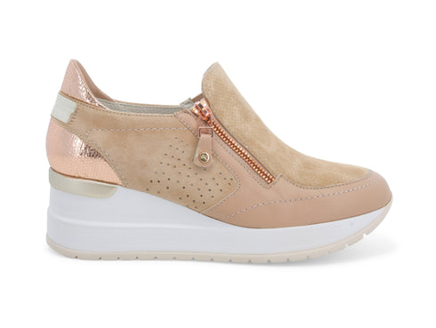 Melluso Scarpe Donna Slip-on con una Zip tomaia Pelle Suede rosa cipria R20446-224134