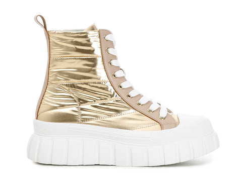 CafèNoir sneakers stringate alte tomaia tessuto oro platino C1DM9410-Z012