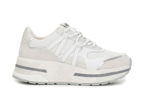CafèNoir sneakers donna tessuto mesh e suede bianco C1DB9070-W005