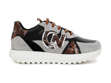 CafèNoir donna sneakers in pelle e camoscio grigio C1DH1020-N007