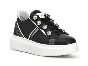 CafèNoir sneakers con strass tomaia pelle